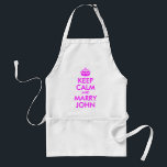 Behålla Lugn och Marry John Apron Förkläde<br><div class="desc">En parodi på en vintage British WWII poster påminna den flippade bruden om att behålla hennes huvud.</div>