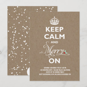 Behålla Lugn och Merry on Kraft Funny Julfest Inbjudningar