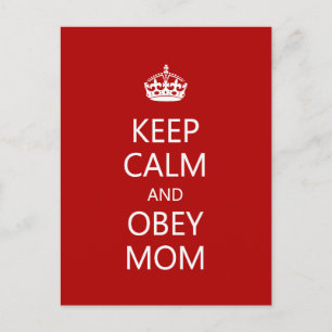 Behålla Lugn och Obey Mamma Vykort