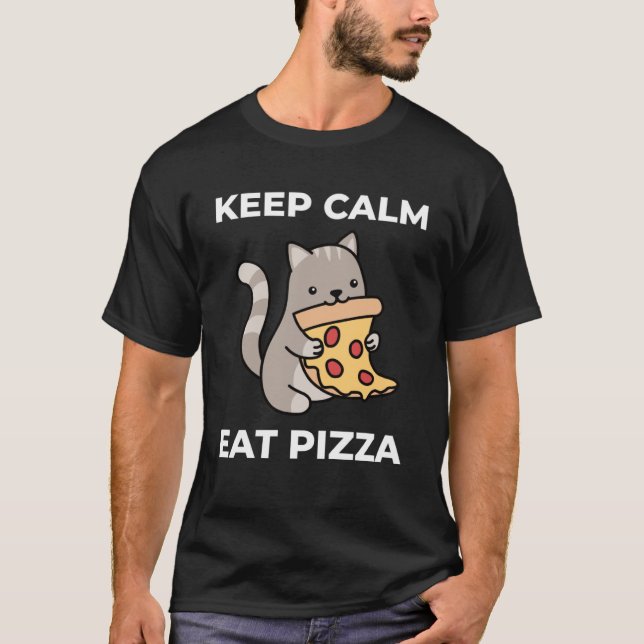 Behålla Lugn och ört i pizza Cute Cat Foodies T Shirt (Framsida)