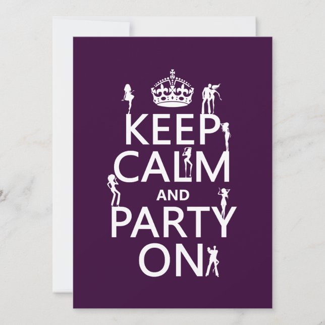 Behålla Lugn och Party On (party flickor) (alla fä Inbjudningar (Framsida)
