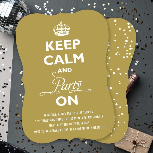 Behålla Lugn och Party på den berömda Nyårsaftonen Inbjudningar (Keep Calm And Party On Funny New Year's Eve Party Invitation @ fat_fa_tin)