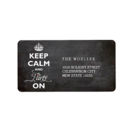 Behålla Lugn och Party på den kalkbräda-udda Helgd Adressetikett