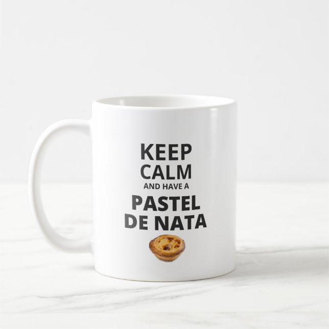 Behålla Lugn och Pastel de Nata Kaffemugg (Vänster)