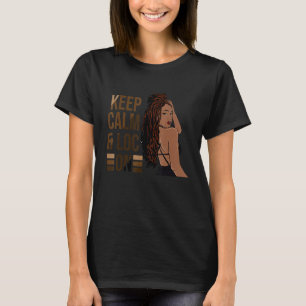 Behålla Lugn och plats på svarta Afro Puff-kvinnor T Shirt