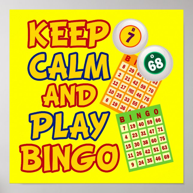 Behålla Lugn och Play Bingo Poster (Framsidan)