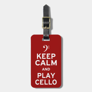 Behålla Lugn och Play Cello Bagagebricka