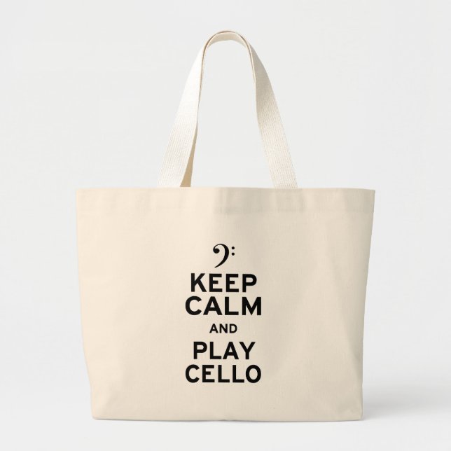 Behålla Lugn och Play Cello Jumbo Tygkasse (Framsidan)
