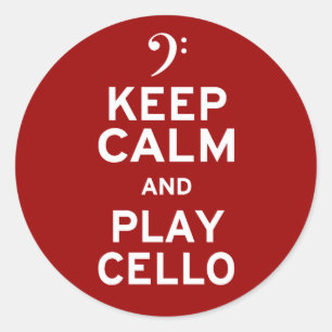 Behålla Lugn och Play Cello Runt Klistermärke