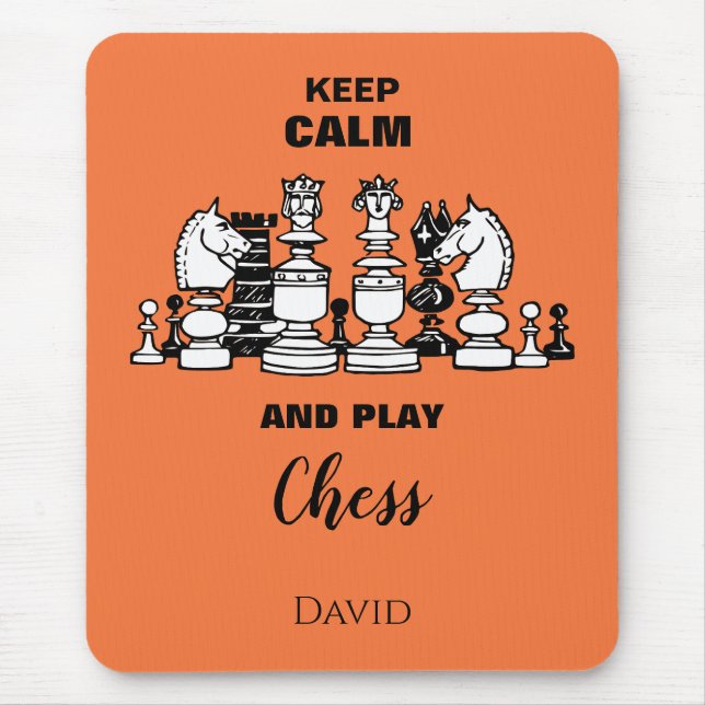 Behålla Lugn och Play Chess Mouse Pad Gift Manar Musmatta (Framsidan)