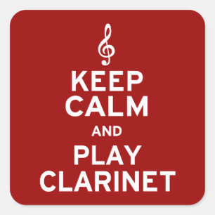 Behålla Lugn och Play Clarinet Fyrkantigt Klistermärke