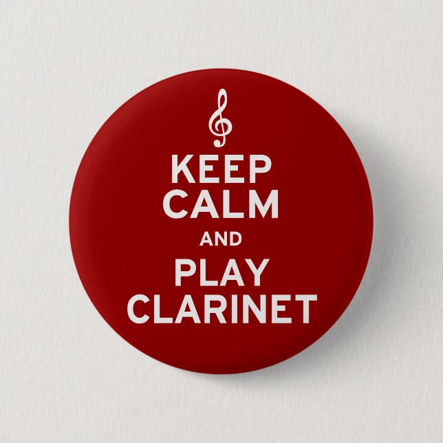 Behålla Lugn och Play Clarinet Knapp (Framsida)