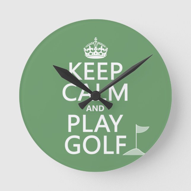 Behålla Lugn och Play Golf - allt färg Rund Klocka (Framsida)