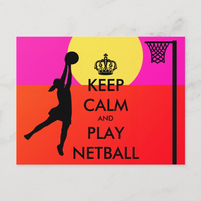 Behålla Lugn och Play Netball Slogan Vykort (Framsida)