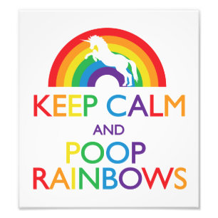 Behålla Lugn och Poop Rainbows Unicorn Fototryck