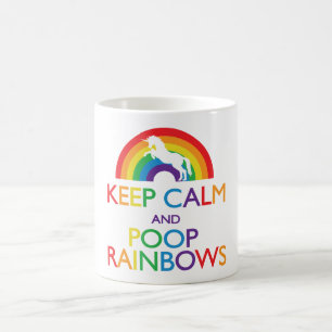 Behålla Lugn och Poop Rainbows Unicorn Kaffemugg