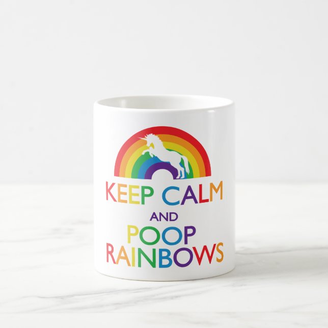 Behålla Lugn och Poop Rainbows Unicorn Kaffemugg (Center)