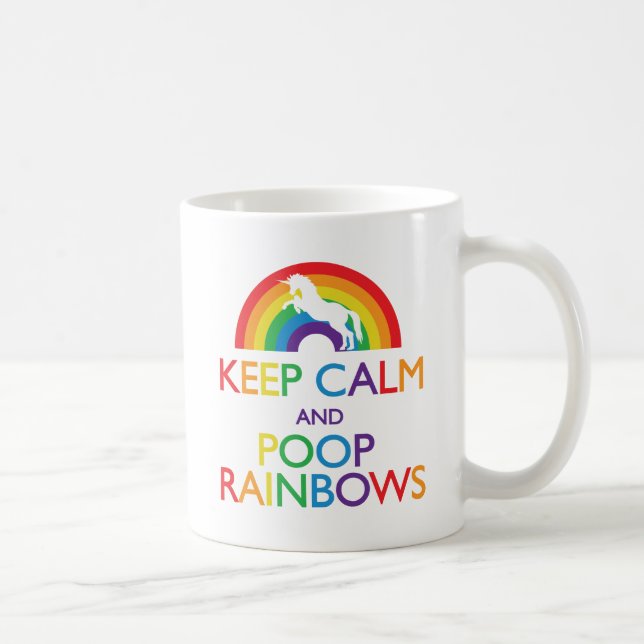 Behålla Lugn och Poop Rainbows Unicorn Kaffemugg (Höger)