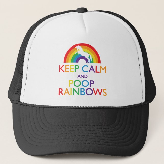 Behålla Lugn och Poop Rainbows Unicorn Keps (Framsida)