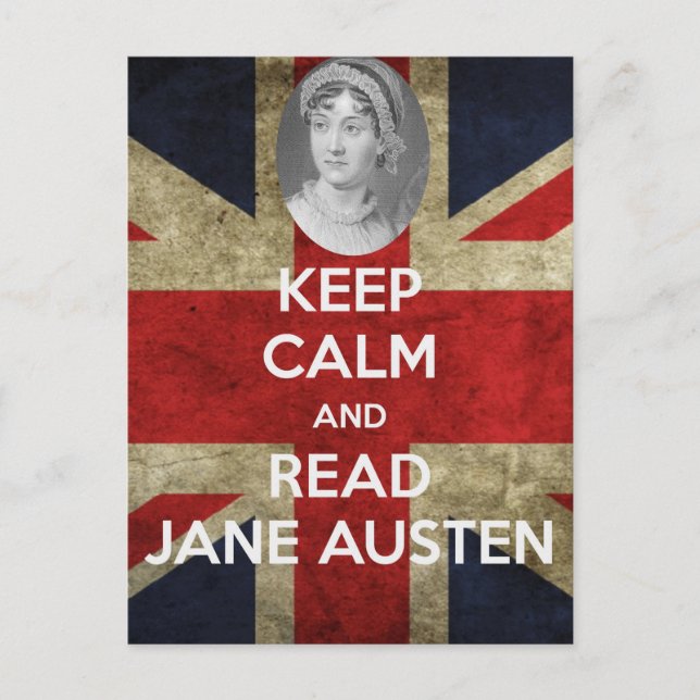 Behålla Lugn och Read Jane Austen Vykort (Framsida)