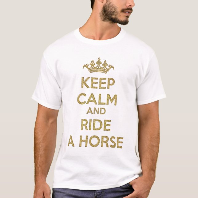 Behålla Lugn och Ride a Horse T Shirt (Framsida)