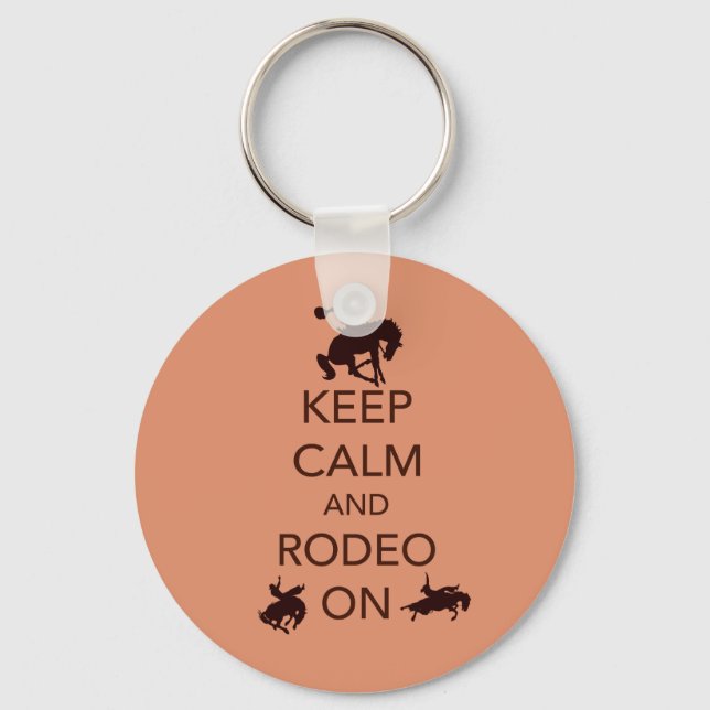 Behålla Lugn och Rodeo On cowboygåva Nyckelring (Framsida)