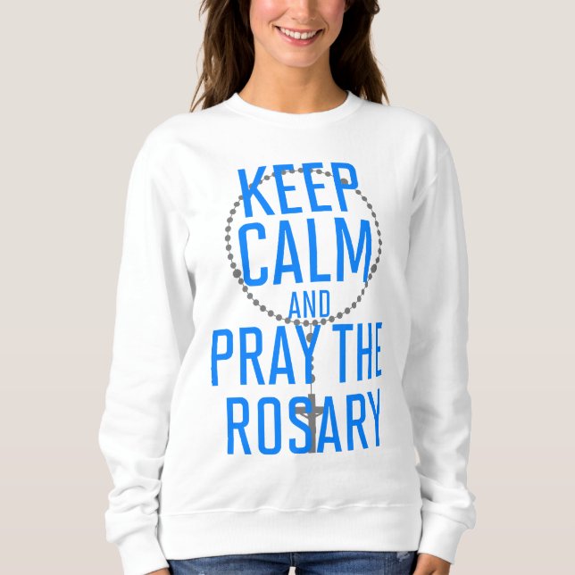 Behålla Lugn och rosa Rosary T Shirt (Framsida)