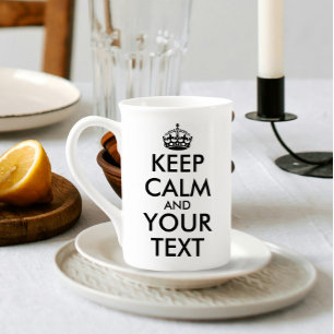 Behålla Lugn och Skapa själv Lägg till text här Benporslin Mugg