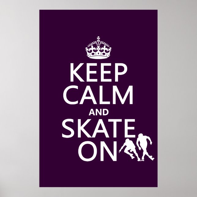 Behålla Lugn och skate on (rullskridskor) Poster (Framsidan)
