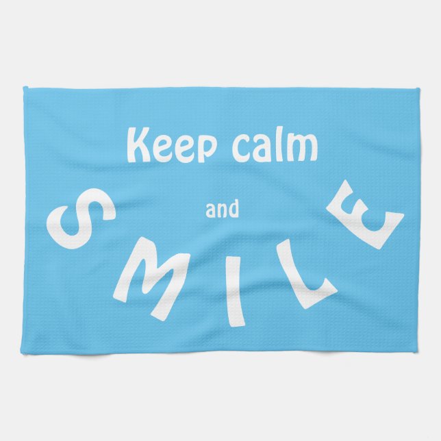 Behålla Lugn och Smile Tea Towel Kökshandduk (Horisontell)