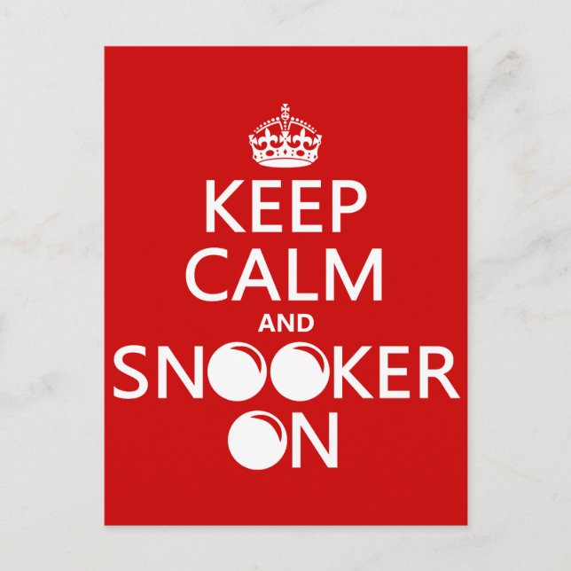 Behålla Lugn och Snooker On (alla färg) Vykort (Framsida)