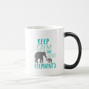 Behålla Lugn och Spara Elephants Animal Activist Magisk Mugg