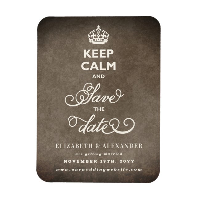 Behålla Lugn och spara Vintagen Date Papper Magnet (Vertikal)