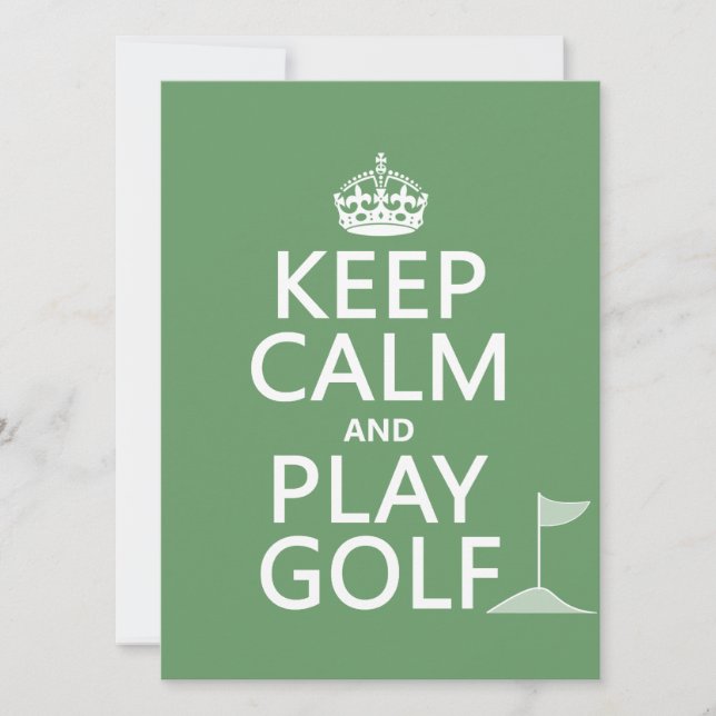 Behålla Lugn och spela Golf - alla färger Inbjudningar (Framsida)