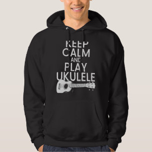 Behålla Lugn och Spela Ukulele Music Pun Hoodie