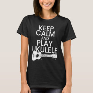 Behålla Lugn och Spela Ukulele Music Pun T Shirt