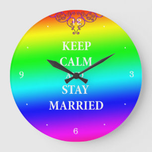 Behålla lugn och stanna gift Round Wall Clock Stor Klocka