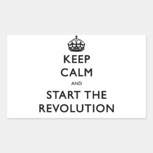 Behålla Lugn och starta Revolutionen Rektangulärt Klistermärke