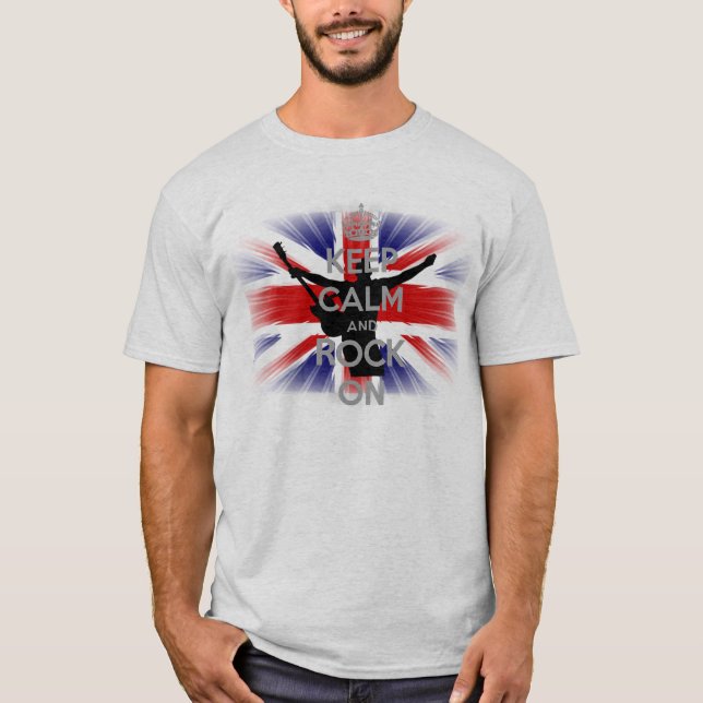 behålla lugn och Sten om Förenade kungarikets Flag Tee (Framsida)