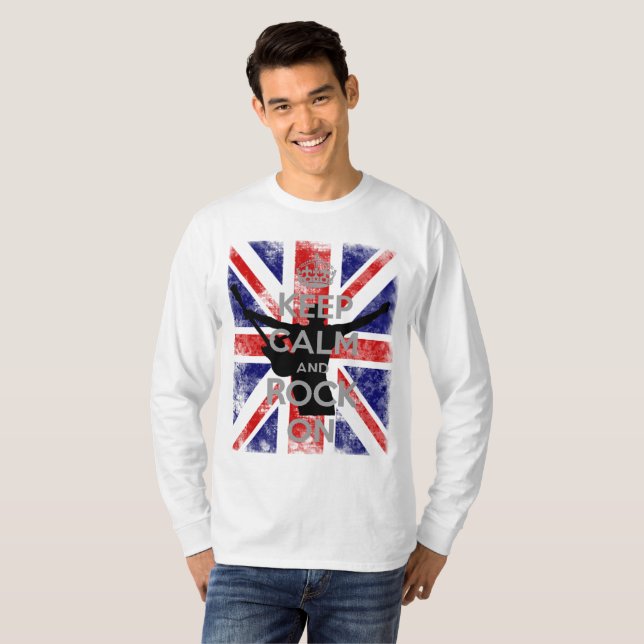 Behålla Lugn och Sten on Union Jack T Shirt (Hel framsida)