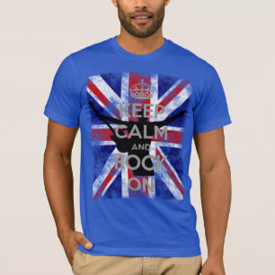Behålla Lugn och Sten på Förenade kungarikets Flag T Shirt