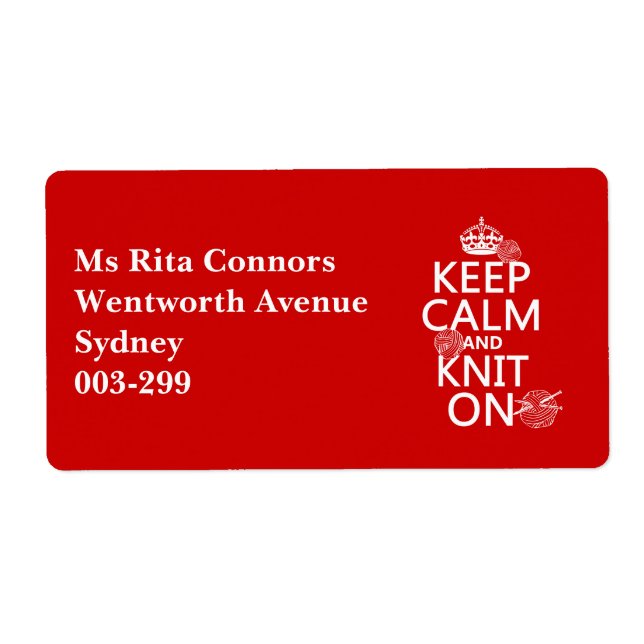 Behålla Lugn och Sticka On - alla färg Fraktsedel (Framsidan)