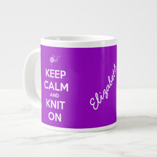 Behålla Lugn och Sticka på Fuschia Personlig mug Jumbo Mugg
