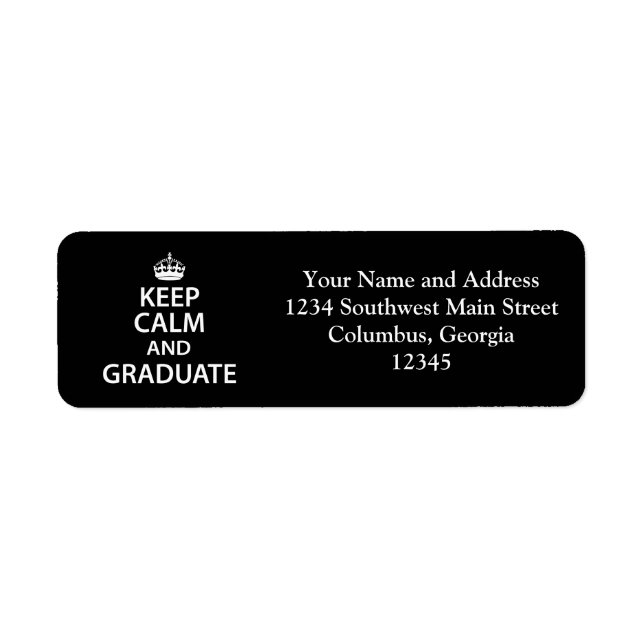 Behålla Lugn och Student Funny Studenten Returadress Etikett (Framsidan)