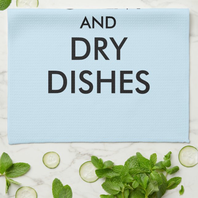 Behålla lugn och torra diskar lustiga kökshandduka kökshandduk (Vikta)