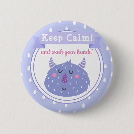 Behålla Lugn och tvätta händer! Stoppa Corona Viru Knapp