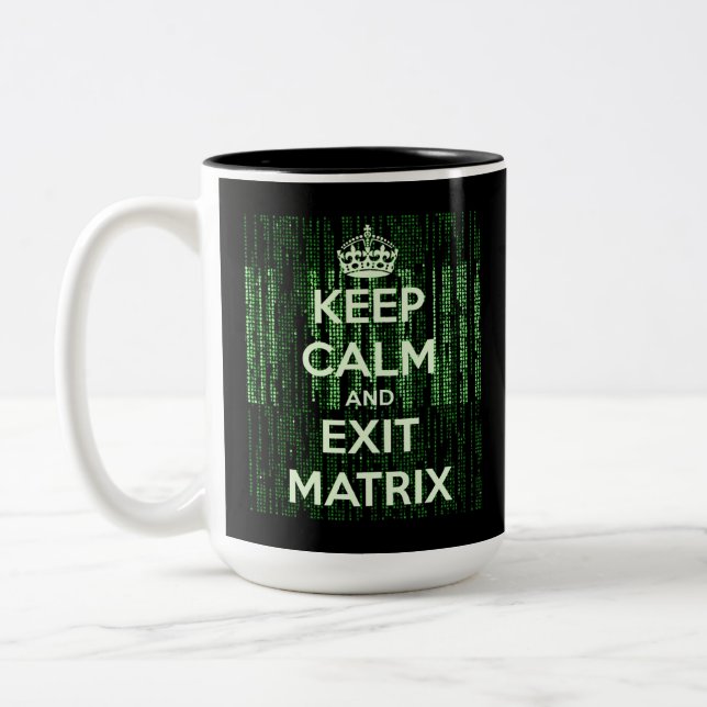 Behålla Lugn och utträde ur matrixkaffet Mugg (Vänster)