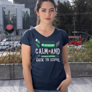 Behålla Lugn och Välkommen back to school T Shirt
