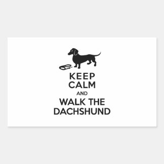 Behålla Lugn och Walk the Dachshund - Cute Doxie Rektangulärt Klistermärke