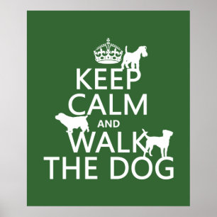 Behålla Lugn och Walk the Hund - all färg Poster